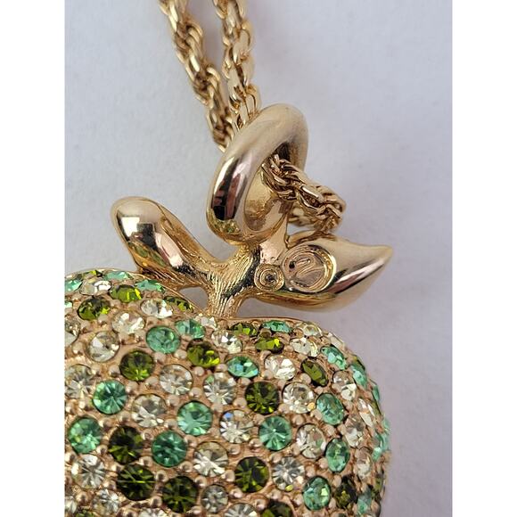 Rare Vintage Swarovski Crystal Green Apple Pendant NWT Retail $175 - Picture 9 of 9